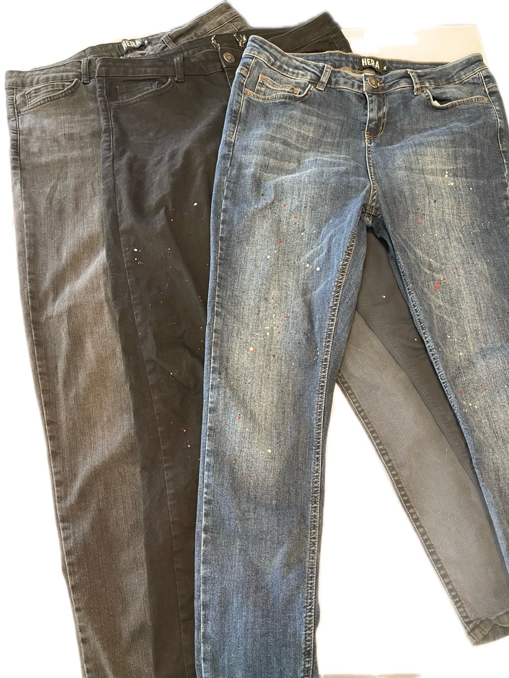 Bundle Hera London Mens Skinny Jeans W34 L Gray Blue Black Paint Splatter Detail